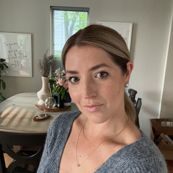 Navy Ruched Drawstring Sweater | Balloon Sleeve Knit Top | Size S - Picture 5 of 5